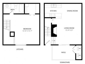  Floor Plan 1x1 Townhouse