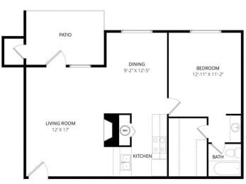  Floor Plan Medium 1 Bedroom