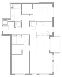 floor plan of the apartment with living room and dining room