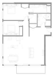 floor plan of the living room and kitchen of a small house