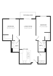 a floor plan of a bedroom apartment