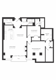  Floor Plan 1 Bed 1.5 Baths