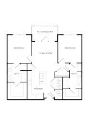 a floor plan of a house with bedrooms and a living room