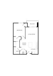  Floor Plan 1x1 B