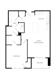 a floor plan of a home with an open floor plan with a kitchen and living