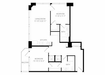 a floor plan of a house with a bedroom and a living room
