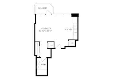 a floor plan of an open floor plan with a staircase