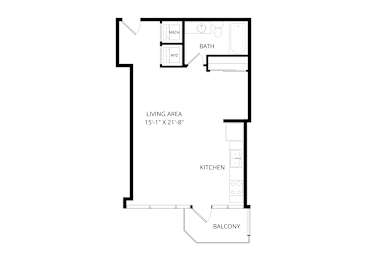 a floor plan of a 1 bedroom floor plan