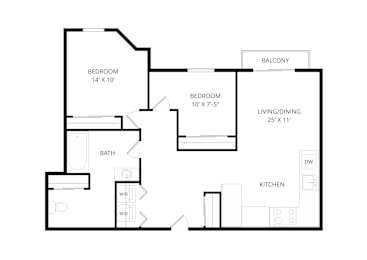 A black and white image of a floor plan for a house.