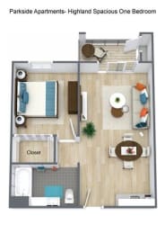  Floor Plan One Bedroom One Bath