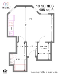 Studio 408 Sq. Ft Floor Plan at Tremont Terraces Apartments, Cleveland, Ohio