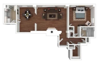 1 Bedroom 1 Bath 914 Sq. Ft. Floor Plan at Shaker Collection  Apartments, Integrity Realty, Cleveland, OH, 44120