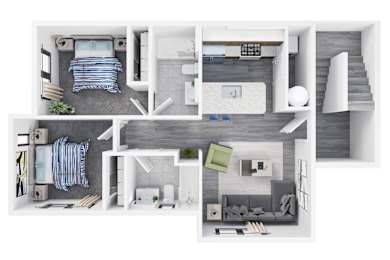 2 Bedroom 2 Bath Type A at Reserve Overlook Apartments, Integrity Realty, Cleveland Heights, OH