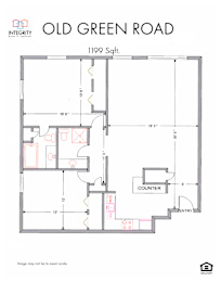 22AR , 2 Bedroom 2 Bath A (Renovated) 1199 Sq. Ft Floor Plan at Old Green Place  Apartments, Integrity Realty LLC, Beachwood, OH, 44122