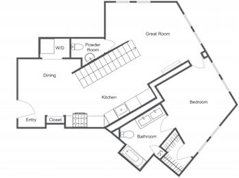 first floor of a duplex 2 bedroom 2.5 bath
