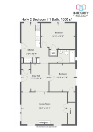 The Holly 2 Bedroom 1 Bath A 1000 Sq. Ft Floor Plan at Integrity Gold Coast, Cleveland, OH, 44102