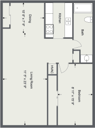 1 Bedroom - 1 Bath 550 Sq. Ft Floor Plan at Integrity Berea Apartments, Integrity Realty LLC, Ohio