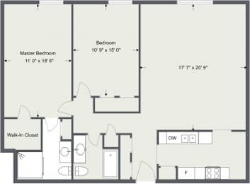 22A. 2 Bedroom / 2 Bath A 1199 Sq. Ft Floor Plan at Old Green Place Apartments, Integrity Realty LLC, Beachwood, OH