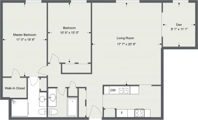 22DA, 2 Bedroom / 2 Bath, Den A 1314 Sq. Ft Floor Plan at Old Green Place  Apartments, Integrity Realty LLC, Beachwood