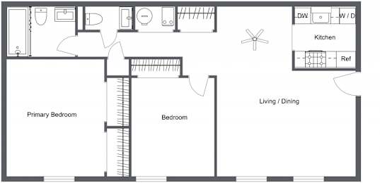 2 Bed 1 H Bath Reno 2D Floor Plan at Renova of Brunswick, Brunswick
