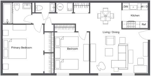 2 Bed 1H Bath Renovation 2D Floor Plan at Renova of Brunswick, Ohio