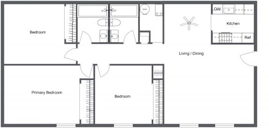 3 Bedroom 2 Bath floor plan at Renova of Brunswick, Ohio, 44212
