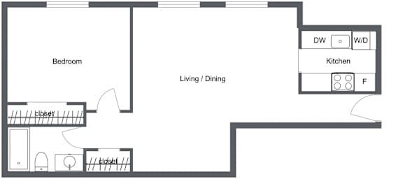 1Bedroom 1Bath 615 Sq. Ft. A Renovated Floor Plan at Renova of Brunswick, Ohio, 44212