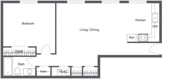 One Bedroom Classic Floor Plan at Renova of Brunswick, Brunswick, OH 44212