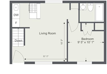 870 Sq. Ft Floor Plan First Floor at Integrity Berea Apartments, Integrity Realty LLC, Berea, 44017
