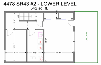 ground floor 1641 Sq. Ft Floor Plan at Woodland Pointe Apartments and Townhomes, Integrity Realty, Kent, OH