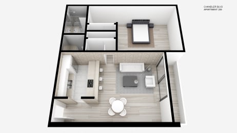 One Bed + 1.5 Bath
