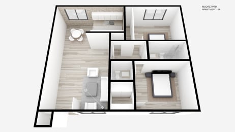 Two Bed + 1.5 Bath
