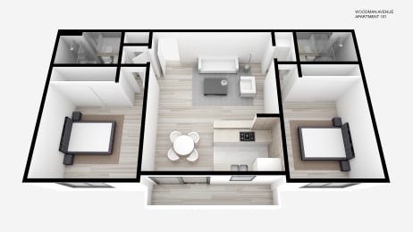 Two Bed + Two Bath
