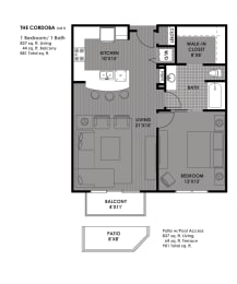 The Cordova Floor Plan at The Mosaic on Broadway, San Antonio