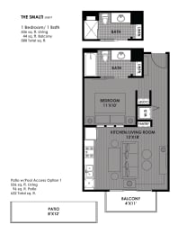 The Smalti Studio Floor Plan at The Mosaic on Broadway, Texas