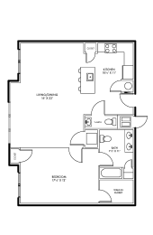 The Pisa - One Bedroom One and a half Bathroom Floor Plan at The Lofts at Middlesex, Middlesex