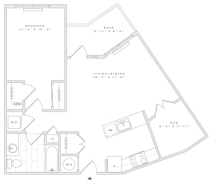 a floor plan of a 1 bedroom floor plan for an apartment