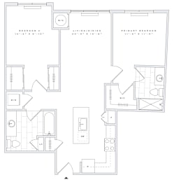 a floor plan of a home with a bedroom and a living room