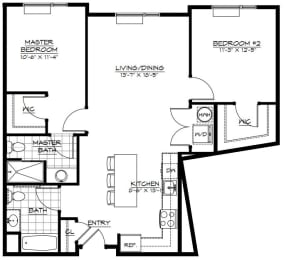 2J Floor Plan at The Botanic, New Jersey