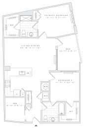 a floor plan of a small house with a bedroom and a living room