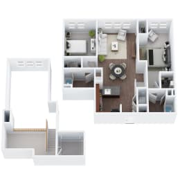 B1-1L - Two Bedroom Two Bathroom Loft Floor Plan at The Confluence at Norwalk, Norwalk