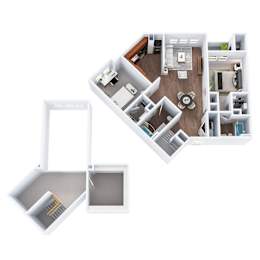 B3-BL - Two Bedroom Two Bathroom Loft Floor Plan at The Confluence at Norwalk, Norwalk