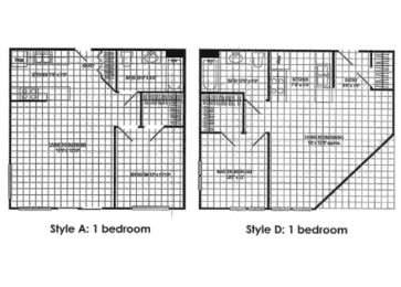 Style A and Style D 1 Bedroom