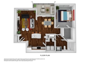 Floor Plan  a stylized floor plan of a room with a wood floor