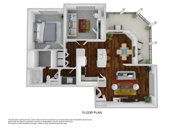 Floor Plan  a stylized floor plan with a bedroom and a living room