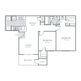 Floor Plan  A black and white image of a floor plan for a home.