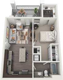 a floor plan of a 1 bedroom apartment