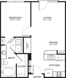 1 Bed | 1 Bath | 757 sqft | 5 Mockingbird Apartments