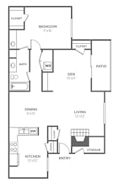 Floor Plan  A black and white floor plan of a house with labeled rooms.