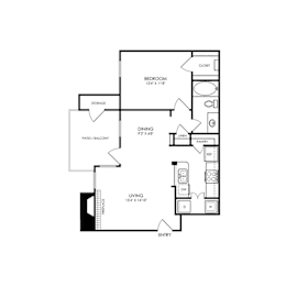 Floor Plan  A black and white image of a floor plan for a home.